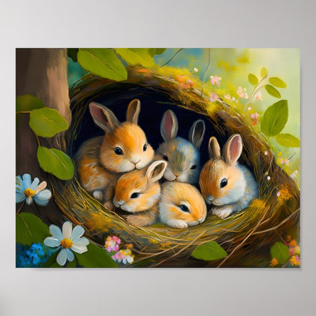 Poster Lapins endormis 4 (Devant)