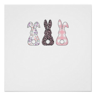 Poster Lapins roses mignons Joyeuses Pâques Femmes Filles