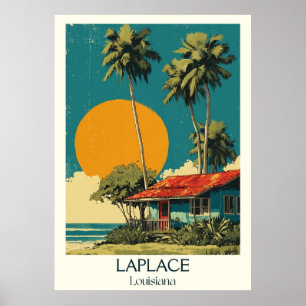 Poster LaPlace Louisiana Vintage Bayou Cabine Sunset Art