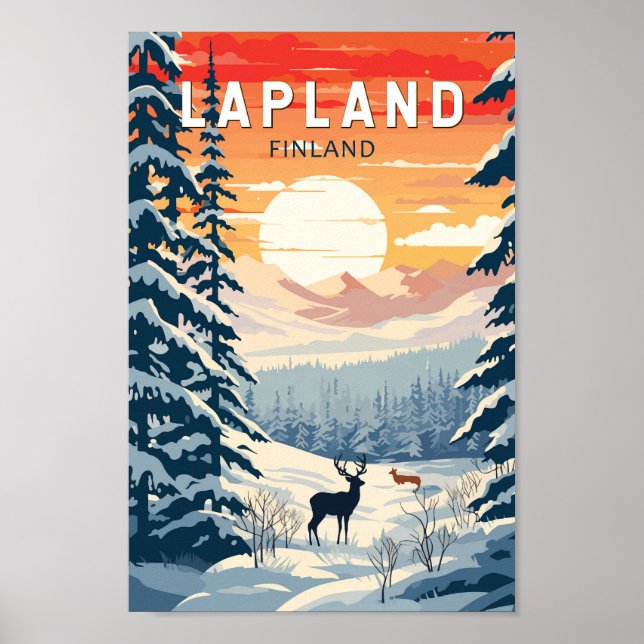Poster Lapland Finlande Travel Art Vintage (Devant)