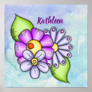 Poster L'après-midi Delight Watercolor Doodle Flower Post