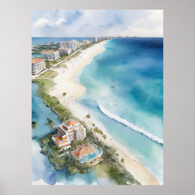 Poster L'aquarelle de Cancun (Devant)