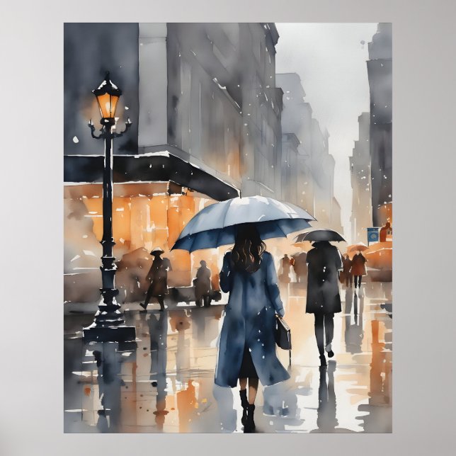 Poster L'aquarelle de la ville pluvieuse (Devant)