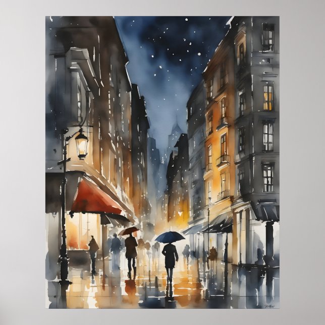 Poster L'aquarelle de la ville pluvieuse (Devant)