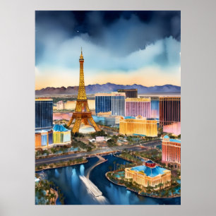 Poster L'aquarelle de Las Vegas