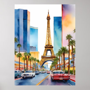 Poster L'aquarelle de Las Vegas