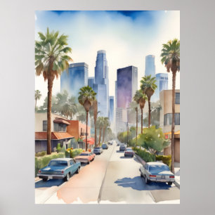 Poster L'aquarelle de Los Angeles