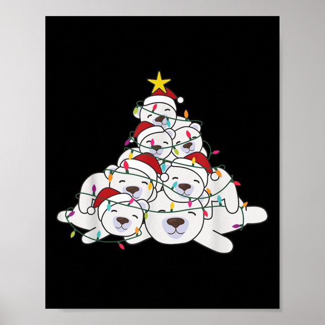 Poster Lar Bear Christmas Tree Funny Animal Christmas Lar (Devant)