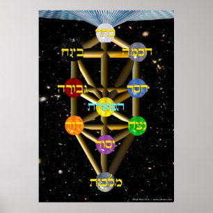 Poster L'arbre de vie   hébreu et anglais   Toutes les ta