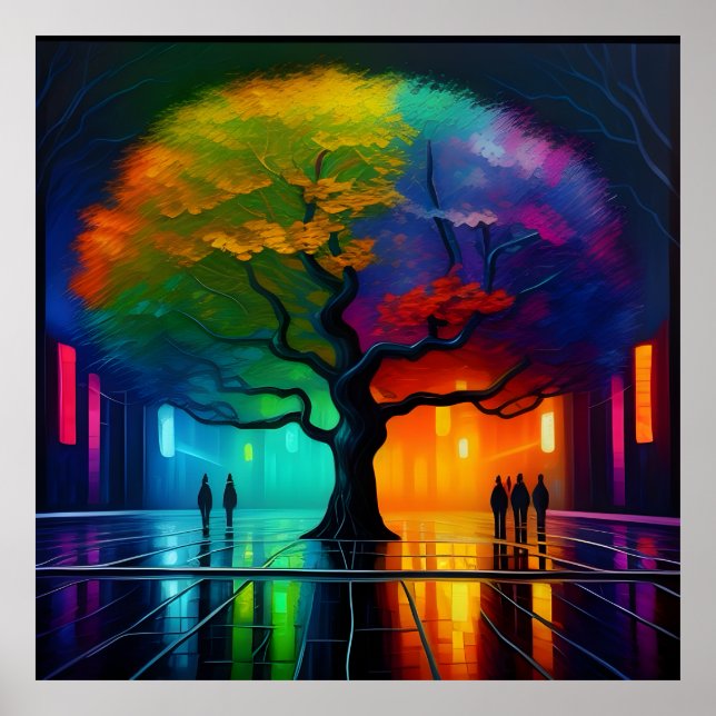 Poster L'arbre de vie, paysage urbain (Devant)