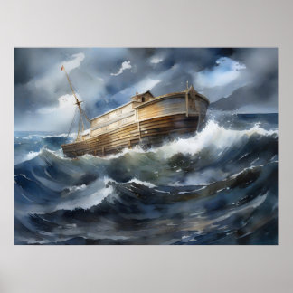 Poster L'Arche de Noé dans la mer tempétueuse