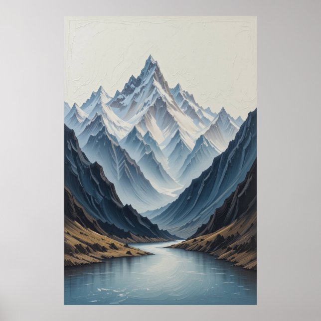 Poster Large Abstract Mountains Painting on Canvas 3d Hea (Devant)