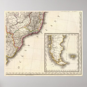 Poster L'Argentine et la carte gravée par Chili