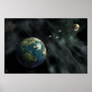 Poster L'arrivée - sci fi, l'espace, la terre,