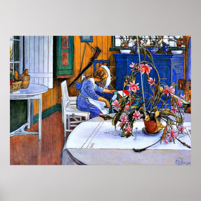 Poster Larsson : Intérieur avec un cactus (Devant)