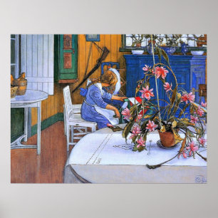 Poster Larsson - Intérieur avec un cactus