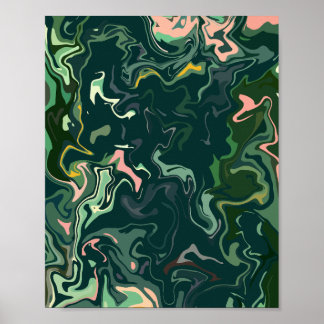 Poster L'art Abstrait à la flamme dans les tons verts
