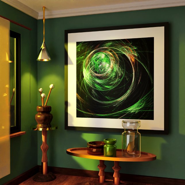 Poster L'art Abstrait vert du monde entier (Around the World Green Abstract Art Poster)