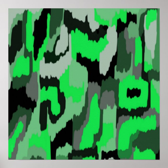Poster L'art Abstrait vert et noir (Devant)
