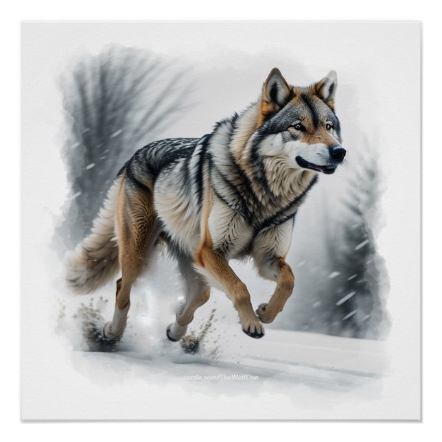 Poster L'art animal du loup gris (Devant)