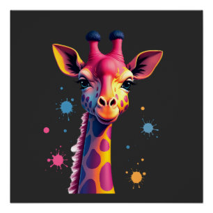 Poster L'art animalier africain La girafe colorée pour dr