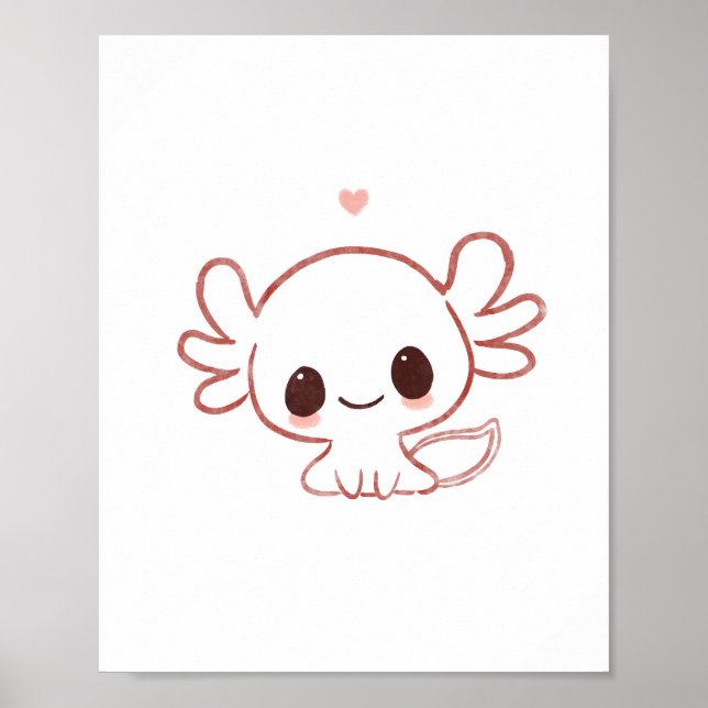 Poster L'art Axolotl art mignon (Devant)