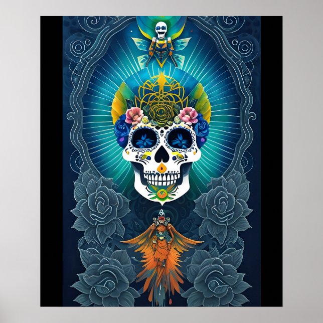 Poster L'art crâne à sucre - Jour des morts (Devant)