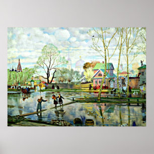 Poster L'art de Boris Kustodiev : Printemps, peinture de 