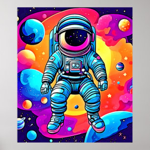 Poster L'art de la caricature spatiale : les astronautes 
