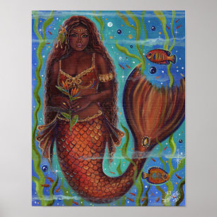 Poster L'art de la sirène tropicale "Claudina" par Renee 
