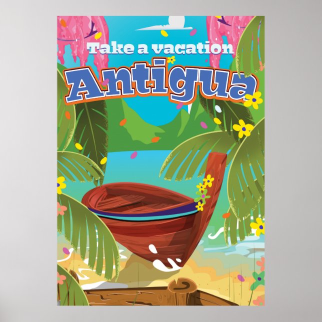Poster L'art de l'affiche de voyage d'Antigua Island. (Devant)