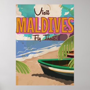 Poster L'art de l'affiche de voyage vintage des Maldives.