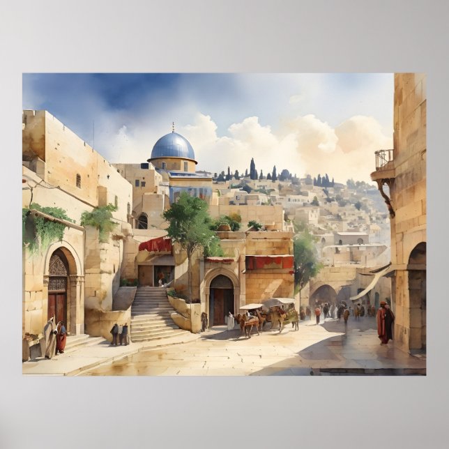 Poster L'art de l'aquarelle Jérusalem Israël (Devant)