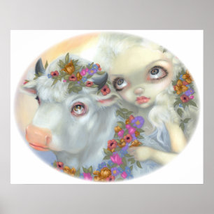 Poster L'ART de Zeus et d'Europa IMPRIMENT le taureau peu