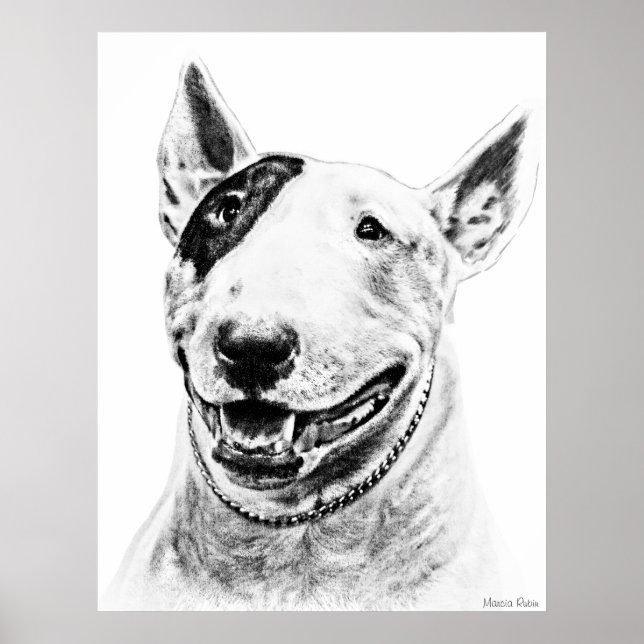 Poster L'art du chien de Cute Bull Terrier (Devant)