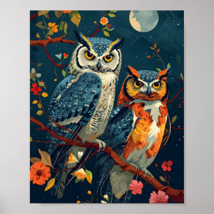 Poster L'art du hibou vintage