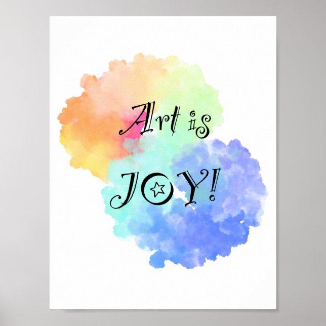 Poster L'art est Joy nuage arc-en-ciel avec du texte noir (Devant)