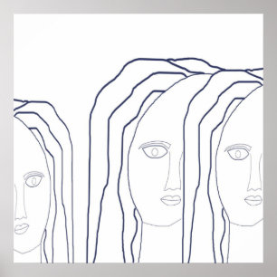 Poster l'art facial abstrait des femmes