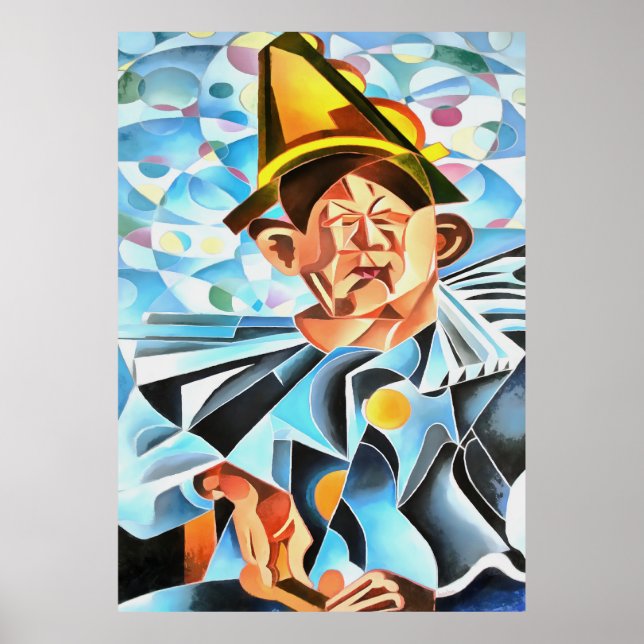 Poster L'art géométrique clown mélancolique (Devant)
