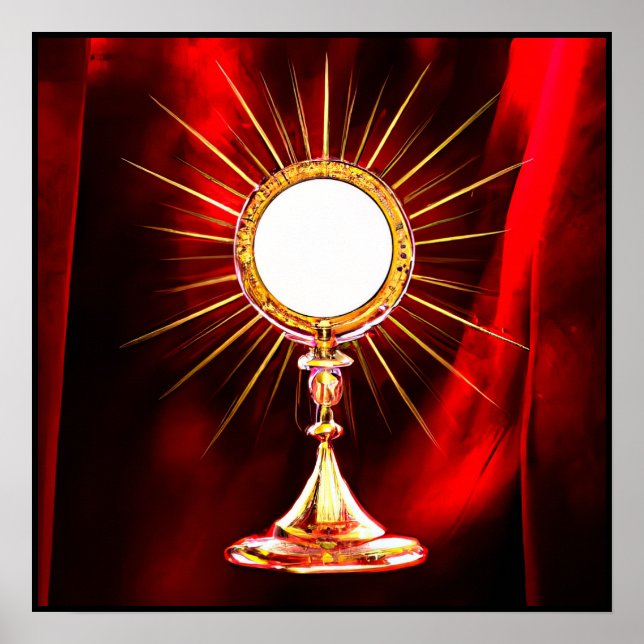 Poster L'art IA Blessé Sacrament Hôte dans une Monstrance (Devant)