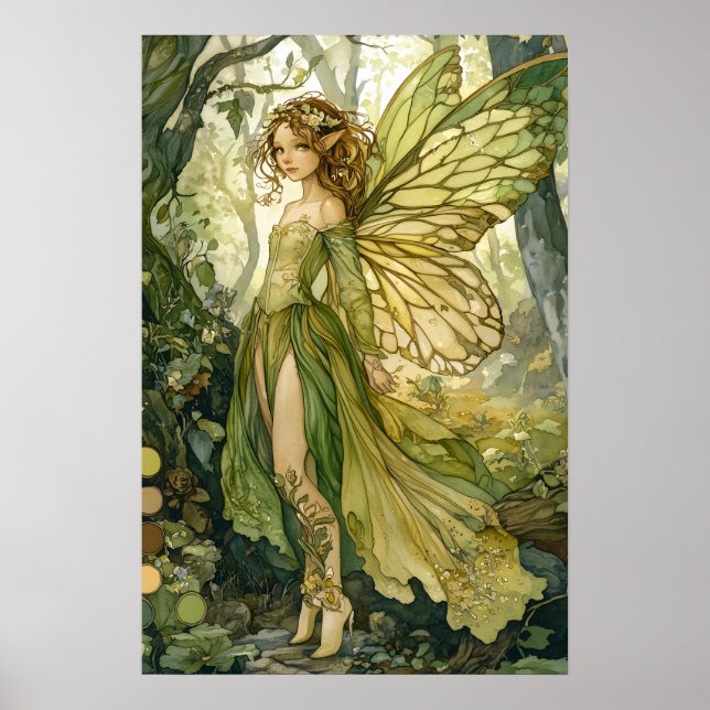 Poster L'art Imaginaire de la forêt d'émeraude enchantée (Devant)
