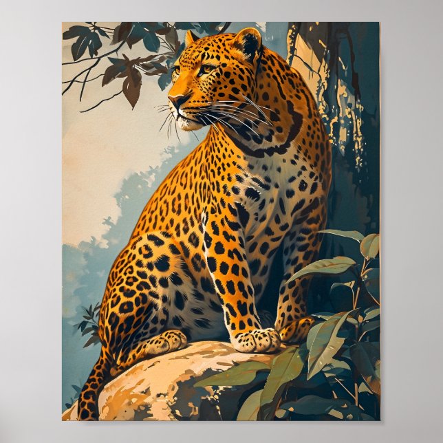 Poster L'art léopard vintage (Devant)