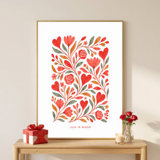 Poster L'art mural floral de la Saint-Valentin Love in Bl