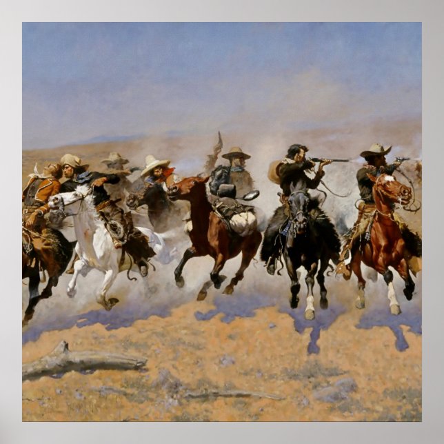 Poster L'art occidental de Frederic Remington “Ruée vers  (Devant)