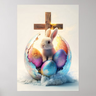 Poster L'art religieux de la Croix de lapin de Pâques