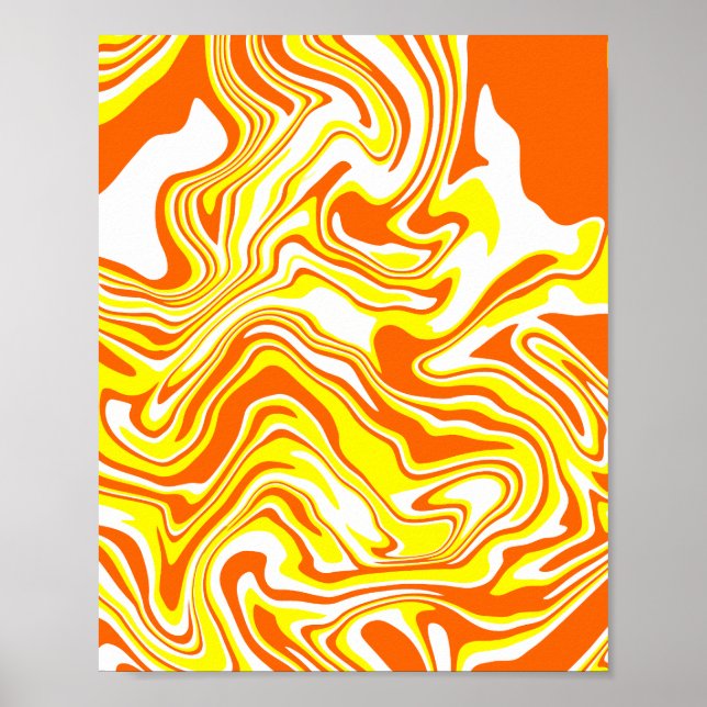Poster L'art scintillant en orange, blanc et jaune (Devant)