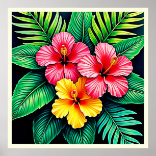 Poster L'art tropical des Hibiscus