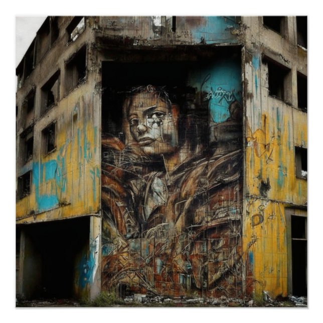 Poster L'art urbain sur l'abandon du bâtiment (Devant)