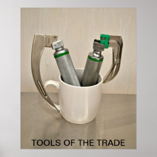 POSTER LARYNGOSCOPES ET TASSE DE CAFÉ - OUTILS DU