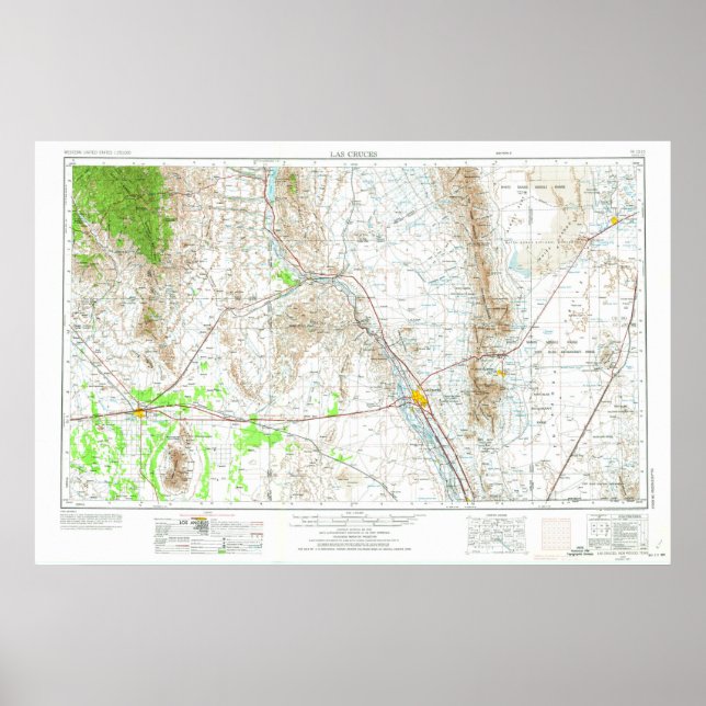 Poster Las Cruces Topo Map 1957 (Devant)